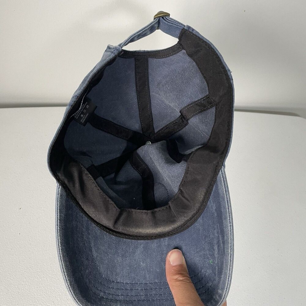 David and Young Distressed Smiley Face Graphic Hat Cap Blue Cotton One Size - Picture 6 of 7